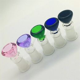 Latest Colorful 14MM 18MM Female Glass Bong Handle Bowl Joint Container Herb Tobacco Filter Holder Hookah Smoking Waterpipe Tool DHL Free