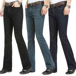 Pantalones de mezclilla del fondo de la campana masculina Slim Black Boot Cut Jeans Ropa de los hombres Casual Business Bares Pantalones