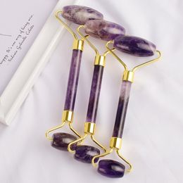 Wholesale Amethyst Face Roller Massager Natural Crystal Stone Jade Facial Roller Helps Reduce Puffiness Spa Massage Beauty Skincare Tools