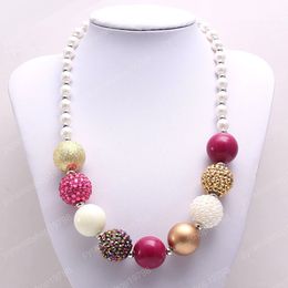 Baby pearl necklace kids girls chunky bubblegum beads necklace handmade jewelry choker for child party gift 1pc dropship