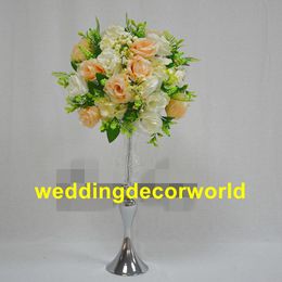 New style acrylic Candle Holders Metal Candlestick Flower Vase Table Centerpiece Event Flower Rack Road Lead Wedding Decoration decor335