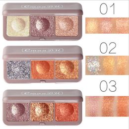 CmaaDu Shimmer Glitter Eye Shadow Palette Polarise Shine Makeup 3 Colours Eyeshadow Sparkling Duochrome Pigment Powder eye shadow makeup