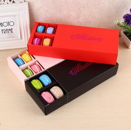 12 Cups Paper Macaron Box Packaging Drawer Type Biscuit Pastry Chocolate Cake Boxes For Wedding Party Gift SN276