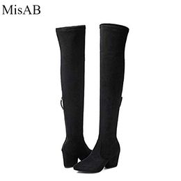 fashion Women Boots spring Winter Over The Knee Boots fashion boots heels quality suede long comfort square heels ALF516