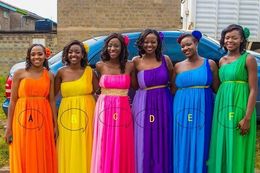 2019 Beautiful Colourful Chiffon Bridesmaid Dresses Long Embroidery Pleats African Wedding Dress For Guest Maid Of Honour Robes De Women Dress