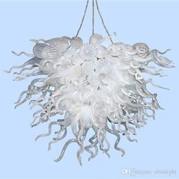 100% Handmade Blown Glass Art Chandelier Modern Art Deco CE UL Certificate White Murano Glass LED Chandelier