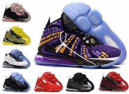 -LeBron мужские 17 баскетбольные кроссовки Oreo Черный Белый Laker Фиолетовый Золотой Желтый Желтые дети высокие ботинки новые баскетбольные кроссовки с размером коробки US4-12