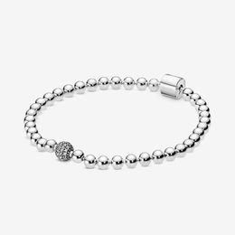 925 Sterling Silver Sparkling Beads & Pave Charm Bracelets Fashion Wedding Engagement Jewelry Accessories For Women Gift