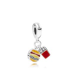 Fashion Burger Charm Pendant Luxury Designer 925 Sterling Silver CZ Diamond Birthday Gift Original Box Set Suitable for Pandora Elegant DIY