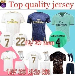 2019 2020 Real Madrid Soccer Jersey Hazard Home Away Adult Soccer Shirt Asensio Isco Marcelo Madrid 19 20 Kids Kit Football Uniforms