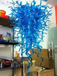 Lamps Living Room Decorative Large Blue Hand Blown Chandeliers Light Factory Price E14 Crystal Modern Chandelier