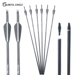 Archery Spine 300 400 28/30/31 Inch Pure Carbon Arrow With Removable Tips for Compound Recurve Bow Arrows Hunting shooting