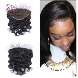 Evermagic 13x6 Ear to Ear Lace Frontal With Bleached Knots Natural Colour 1B# Brazilian Body Wave Human Remy Hair Extensions 10-20inches