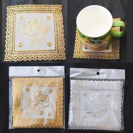 Gold silver non-slip hollow bronzing cup coaster tea coaster cup placemat small gift customization