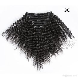 VMAE Burmese Natural color 3C 4A 4B 4C 8 to 18 Inch 100g 120g Afro Kinky Curly Virgin Remy Human Hair Extension Clip in