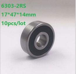 10pcs/lot 6303RS 6303-2RS 6303 RS 2RS Deep Groove ball bearings 17*47*14mm Rubber cover Deep Groove Ball bearing 17x47x14mm