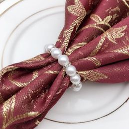 200Pcs/Lot White Pearls Napkin Rings Wedding Napkin Buckle For Wedding Reception Party Table Decorations Supplies