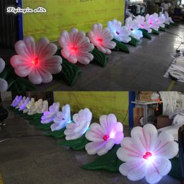 Lighting Inflatable Flower Chain Blow Up Plum Blossom With Led Lights For Night Club And Bar Decoration