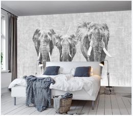 3D photo wallpaper custom 3d wall murals wallpaper Modern hand painted nostalgic elephant shabby wall european mural background wall papers