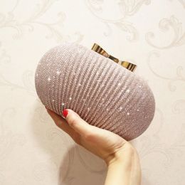 Sparkly Champagne Bridal Hand Bags Solid Shell Clutches For Wedding Jewellery Four Colours Prom Evening Party Shoulder Bag