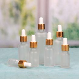 Gold Cap 5ml 10ml 15ml 30ml 50ml 100ml e liquid cosmetic dropper Bottles refillable empty oil glass dropper bottles wholesale in stocks