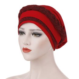 2019 Women Muslim Cap Frontal Cross Bonnet Turban Hat Chemo Cap Head Scarf Headwrap Lady Headwear Head Wrap Hair Accessories