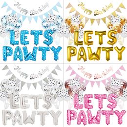 Pet Dog Party Decoration Kit LETS PAWTY Balloons Birthday Banners Party Supplies For Dog Cat YQ01203