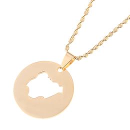 Gold Colour Jewellery Stainless Steel Nigeria Map Pendant Necklaces Country Maps Africa Nigerians Maps Jewellery