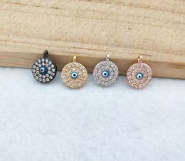 10 Pcs Tiny CZ crystal Charm,CZ zircon Stone Micro pave Turkish Style round eyes Pendant Jewellery Finding DIY necklace PD853