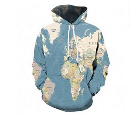 Fashion Western Style Map Digital Printing Casual Sports Hoodie Young Men Women Designer Hoodies Fashion Hipster Hoodies