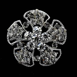 1.4 Inch Beautiful Small Flower Crystal Brooch Small Wedding Jewellery Corsage Pins Silver Tone Custom Jewellery