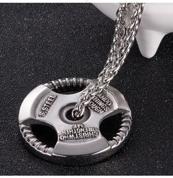 Fashion-Pendant Fitness Wheel Necklace for Men Couples Bodybuilding Gym Necklaces Gift Jewellery Stainless Steel
