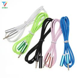 300pcs/lot Colourful Braided nylon Audio Cable Fabric Male To Male Stereo Audio AUX Auxiliary Cable line For iphone Samsung Smartphone
