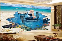 Wallpaper 3d On The Wall Fish Coral Sexy Mermaid 3d Character Wallpaper Living Room Bedroom Background Wall Decoration Mural Wall paper