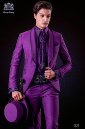 Popular One Button Groomsmen Shawl Lapel Groom Tuxedos Men Suits Wedding/Prom Best Man Blazer ( Jacket+Pantst+Tie) 867