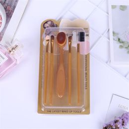 5pcs/set Artificial Fiber Makeup Brushes Pink Gold Purple Blue Handmade Brush Multifunctional Beauty Tools free ship 50