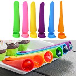 Silicone Ice Pop Mould Popsicles Mould with Lid DIY Ice Cream Makers Push Up Ice Cream Colourful Jelly DIY kid Popsicle Tools KKA6891