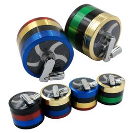 Zinc Alloy Metal Grinders 4 Layers Diameter 63mm Grinders Colored Handle Herb Grinder Smoking Accessories GR184