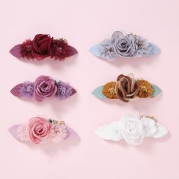 6 style new children diy hair ring solid color net yarn simulation flower newborn girl hair band P103