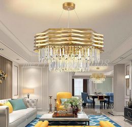 Postmodern chandelier light luxury crystal gold wrought iron chandelier creative living room bedroom study crystal chandelier MYY