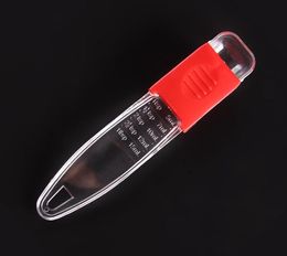 100pcs Plastic Adjustable Measuring Spoon Kitchen Transparent Red Baking Cooking Tools Measuring Scoop SN3694