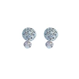 Wholesale-ins fashion designer double sided super glittering full rhinestones hollow flower stud earrings for woman girls