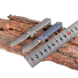 High End Small Flipper Folding Knife D2 Satin Finish Blade CNC TC4 Titanium Alloy Handle Ball Bearing EDC Pocket Gift Knives