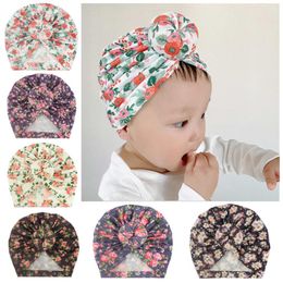 New children dounut headband cap infant toddler hat baby flower turban print headwrap kids hairband ball dount