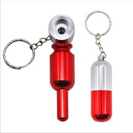 Factory direct creative new pill gas tank pipe keychain hidden removable metal pipe