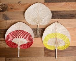 50pcs Palm Leaves Fans Handmade Wicker Multicolor Palm Fan Traditional Chinese Craft Home Decoration