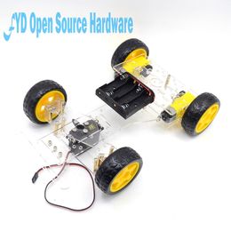 Freeshipping 1set Steering engine 4 wheel 2 Motor Smart Robot Car Chassis kits DIY with 3003