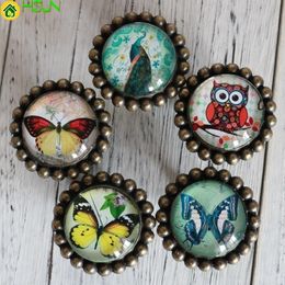 Cute Peacock Owl butterfly Crystal Glass Door Knobs Drawer Cabinet Furniture Kitchen Handle for Kid's Bedroom Drawer Cupbroad