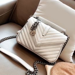 Bag Handbags Purses Fannypack Women Wallets Fashion Thread Genuine Leather Personality Chain Tote Bags Plain Metal Shoulder
