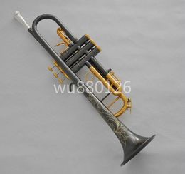 -Bb-Trompete Messing Black Nickel-Gold überzogenes Musikinstrument B Flat Trompete Horn Can Anpassbare Logo mit Koffern Mundstück